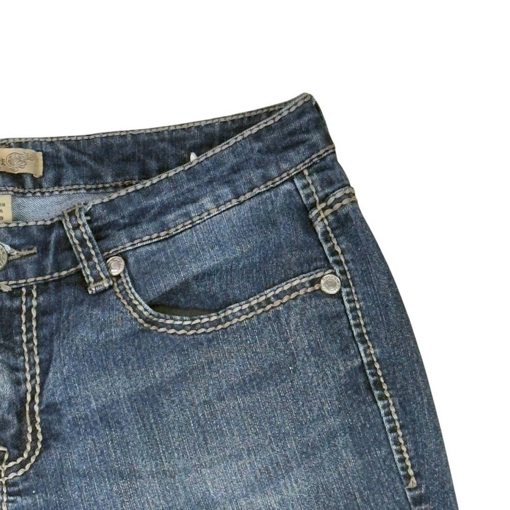 Nine West Vintage America Collection Bootcut Med Wash Gold Stitch Jeans SZ 29 - Picture 4 of 14
